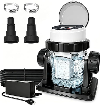 Salt Water Pool Chlorinator System - Built-in Salinity Sensor, Smart All-in-One Design, Plug-in Salt Chlorine Generator for Above Ground Pools up to 10,000 Gallons,Easy to Set-Up