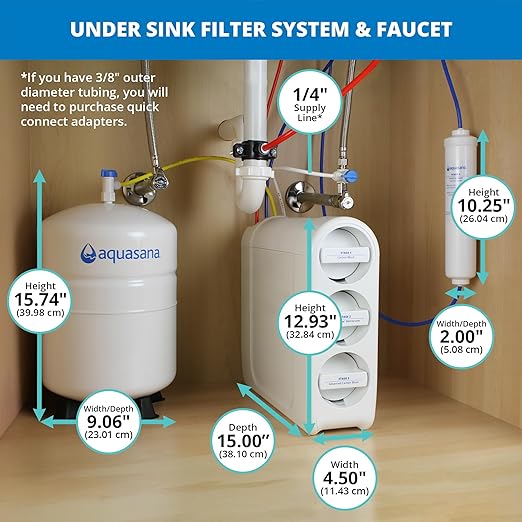 Aquasana SmartFlow® Reverse Osmosis Water Filter | RO Under Sink System | WQA Certified up to 99.99% of 90 contaminants Including Fluoride, PFAS, Arsenic, Lead, and Chlorine | Chrome Faucet