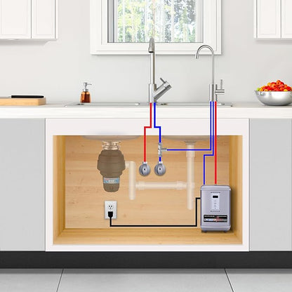 Ready Hot 41-RH-300-F570-CH Instant Hot Water Dispenser System, 2.5 Quarts, Digital Display Single Lever Hot Water Faucet Polished Chrome