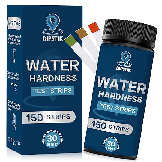 DIPSTIK Water Hardness Test Kit-150 Strips Water Quality Testing for Drinking/Well Water, Softener,Hard, Dishwasher,Pool,Spa, 0-425 ppm