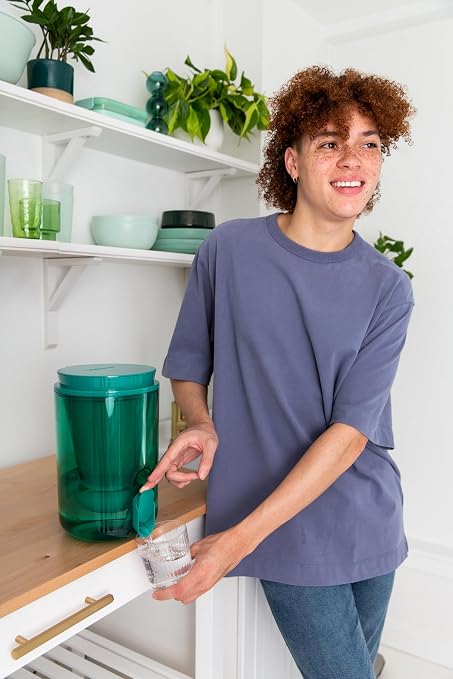 LifeStraw Home — Studio Water Filter Dispenser, 10-Cup, Green, BPA Free Designed for Everyday Protection Against Bacteria, Parasites, Microplastics, Lead, Mercury, PFAS and a Variety of Chemicals