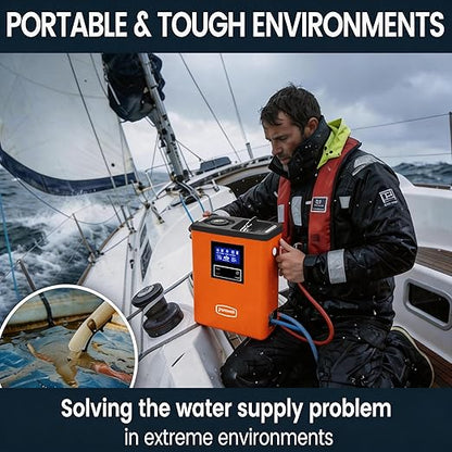 Purewell® K8680 RO Water Purifier System,10-Stage RV Portable Water Filtration Survival with UV,Desalination Rate Reaches 95%,Survival Gear Purification for Drinking,Team Camping，Travel(Orange)