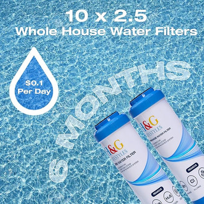 H&G lifestyles Garden Hose Filter for Pool Filling, Iron Removal Water Filter for Hot Tub & Spa, Reduces Calcium & Sediment, 3/4" GHT Adapter, 50,000 Gallons