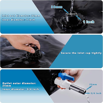 GHOSOONE 113 L/30 Gal Water Bladder Tank, Foldable Portable Water Storage Container, Emergency Water Bag for RV, Truck Bed, Fire Prevention, Drought Resistance, Black