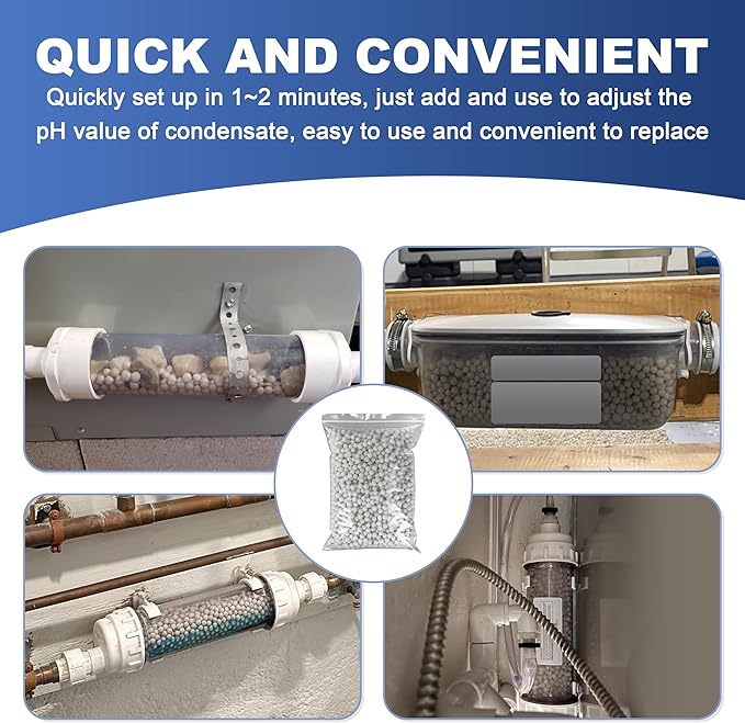 1 Bag Condensate Neutralizer Refill 3.3 Lbs - 7-8mm Calcite Pellets, pH Neutralizer Media for Water Heater Filter & Condensate Kit (1 Bag Condensate Neutralizer Refill)