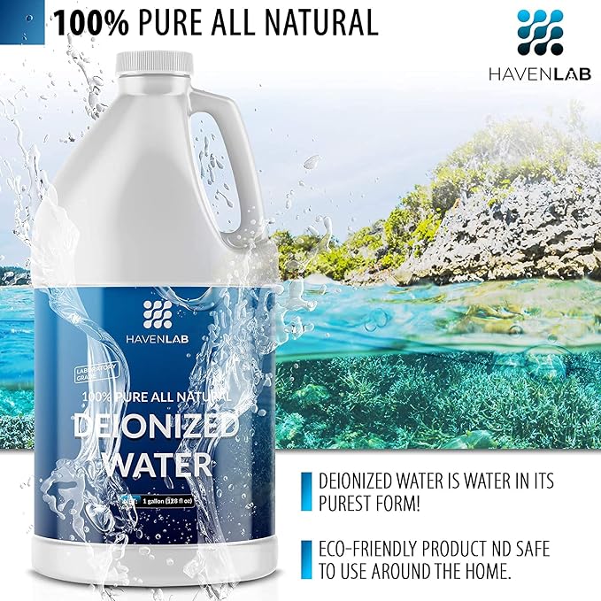 Deionized Water - Demineralized (1 Gallon) Purification Softener for Washing & Cleaning, Automotive Battery Cooling, Laboratory Equipment, Watering Plants, Agua Desionizada Desmineralizada