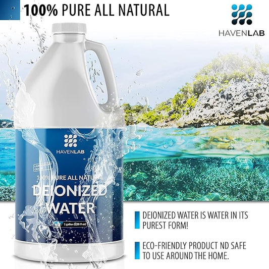 Deionized Water - Demineralized (1 Gallon) Purification Softener for Washing & Cleaning, Automotive Battery Cooling, Laboratory Equipment, Watering Plants, Agua Desionizada Desmineralizada