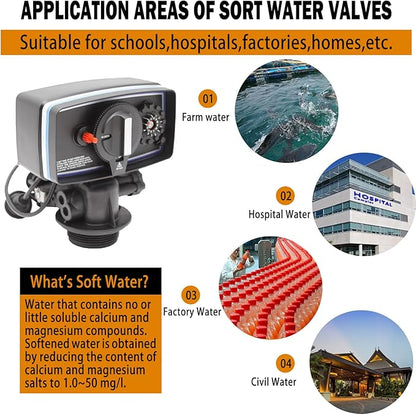 5600 Water Softener Valve,12-Day Timer Control Control Valve,Timer Valve Water Softener,High Performance Digital Metered on Demand Replacement Head and Water Distributor……