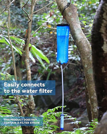 Gravity Water Bag, 3L Water Bag Compatible with Water Filtration System, Portable Gravity-Fed Water Bag for Camping Hiking Backpacking, Foldable & Hangable