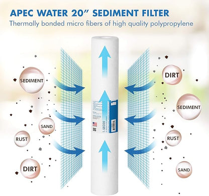 APEC Water Systems Commercial Grade US Made Stage 1 Replacement Sediment Filter for Light Commerical System(1-SED20)