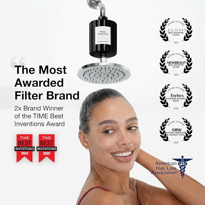 Filterbaby Signature Shower Filter, Sensitive Skin & Hair, Expert Developed | Lab Tested to Reduce up to 99% Chlorine & Chloramine, Reduce Common Water Impurities, Strong Water Flow, Easy Install, Black