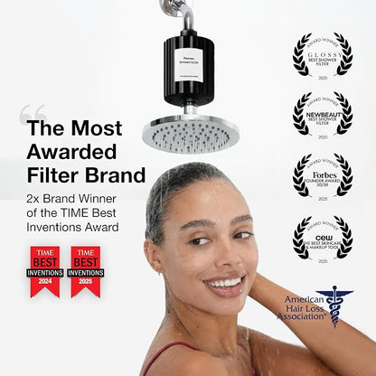 Filterbaby Signature Shower Filter, Sensitive Skin & Hair, Expert Developed | Lab Tested to Reduce up to 99% Chlorine & Chloramine, Reduce Common Water Impurities, Strong Water Flow, Easy Install, Black
