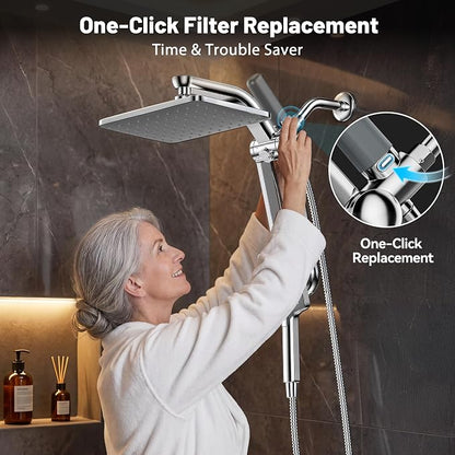 2-Pack Gray Shower Head Filter Replacement for L400099 DAKINGS Chrome Filtered Rainfall Shower Head Combo, Remove Chlorine, Reduces Dry Itchy Skin