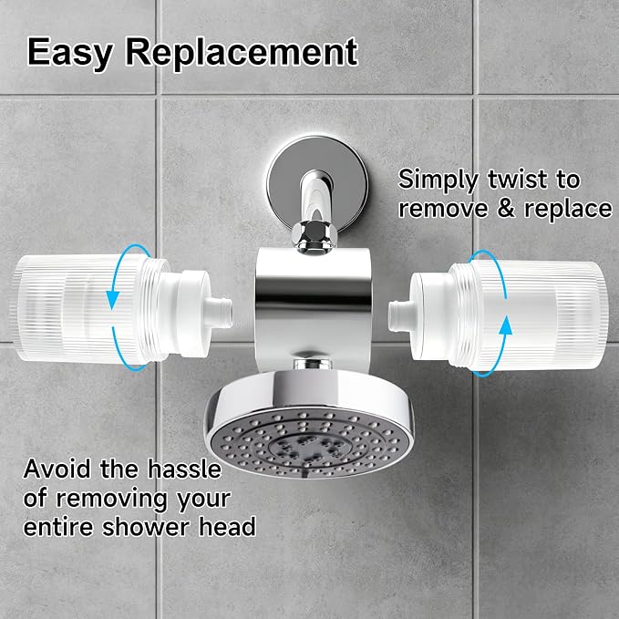 Filtered Shower Head for Hard Water, High Pressure Shower Head | Water Softener Shower Head Filter with High Output, Easy Installation, Chrome