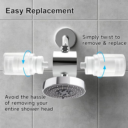 Filtered Shower Head for Hard Water, High Pressure Shower Head | Water Softener Shower Head Filter with High Output, Easy Installation, Chrome