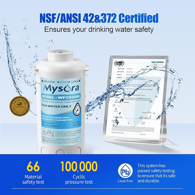 Under Sink Water Filter Replacement Compatible with PUREPLUS WFC5300A, 3 Years or 22000 Gallons Ultra Long Life, Under Sink Water Filtration for Kitchen & RV, Reduces Lead, Chlorine, Bad Taste