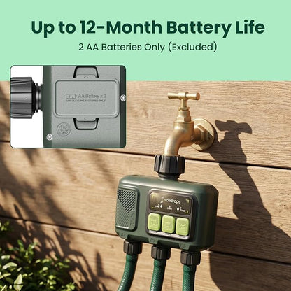 WiFi Water Timer Smart Irrigation Controller with Gateway | 984ft RF range, 8-month battery life, weather delay, OTA updates, AES-128 security, and supports up to 64 devices