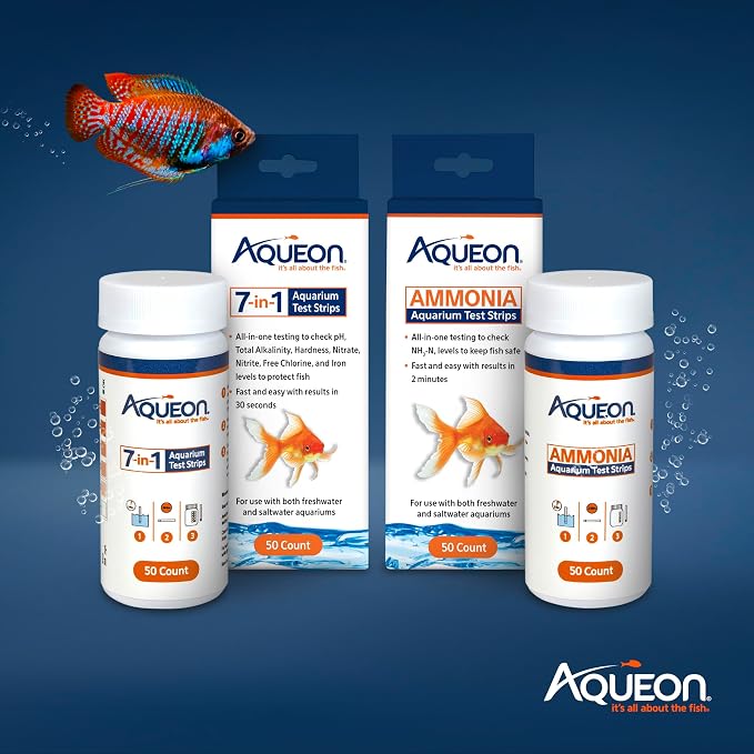 Aqueon Ammonia Aquarium Test Strips, Freshwater and Saltwater Aquariums, 50 Count