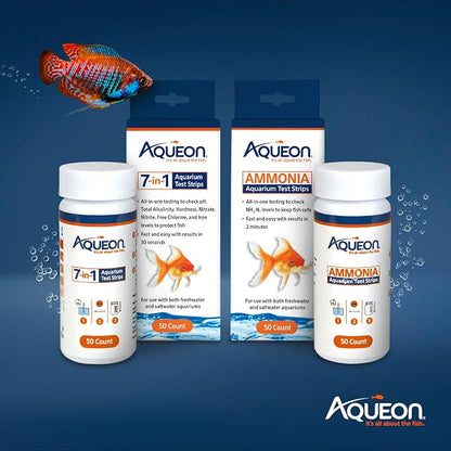 Aqueon Ammonia Aquarium Test Strips, Freshwater and Saltwater Aquariums, 50 Count