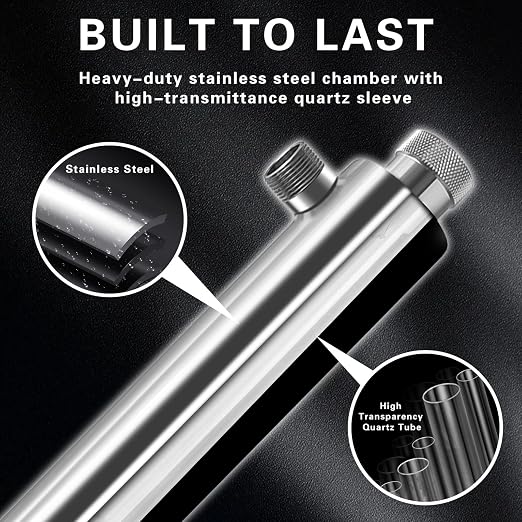 Whole House UV Water Filter, 55W Ultraviolet Water Purifier with Flow Sensor & 5-Min Delay Shutoff, 12 GPM Stainless Steel UV Water Treatment System for Well Water, 3/4" MNPT, 120V