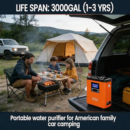 Purewell® K8680 RO Water Purifier System,10-Stage RV Portable Water Filtration Survival with UV,Desalination Rate Reaches 95%,Survival Gear Purification for Drinking,Team Camping，Travel(Orange)