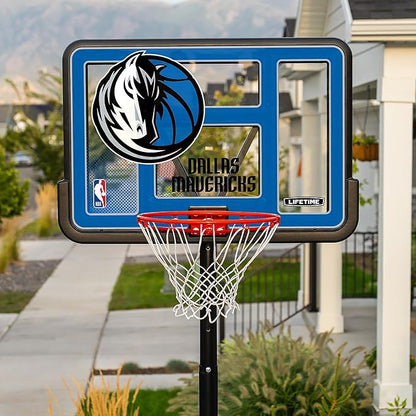 Lifetime NBA Dallas Mavericks Portable Basketball Hoop, Adjustable Height 7.5-10 Ft, 44 Inch Shatterproof Fusion Backboard, Base with Wheels