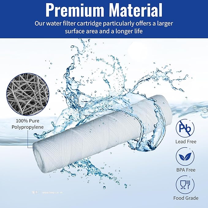 CFS String Wound Sediment Filters for GE FXWSC, 10 x 2.5 in, 12 Pack | Also fits CW-MF, WP5, 155187-43, SWC-25-1020 & other standard housings; depth filtration, a year of monthly changes