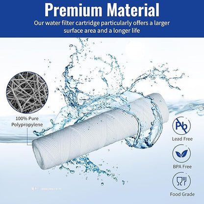 CFS String Wound Sediment Filters for GE FXWSC, 10 x 2.5 in, 12 Pack | Also fits CW-MF, WP5, 155187-43, SWC-25-1020 & other standard housings; depth filtration, a year of monthly changes