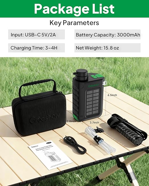 Greeshow Portable Electric Water Filter for Camping & Survival - 0.01 Micron Water Purification System with Solar, Hand Crank, USB-C Charge - Power Bank & LED Light for Backpacking Gear, Emergency Kit
