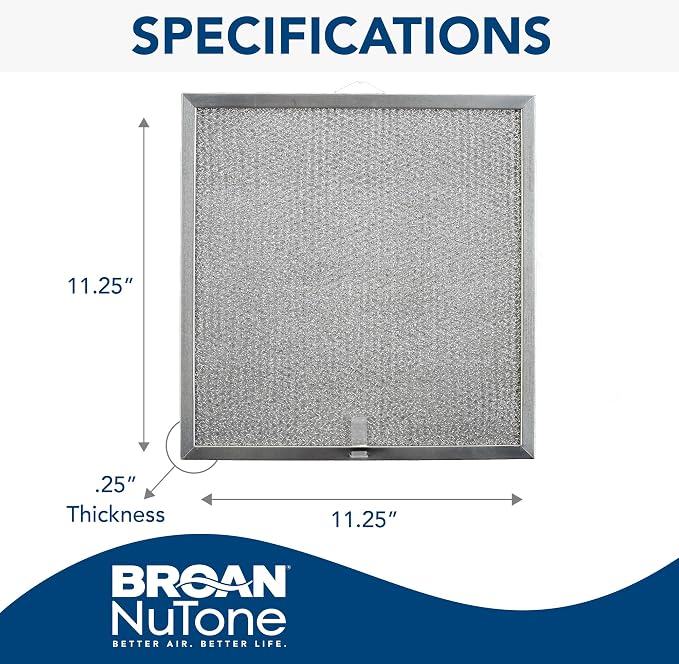 Broan-NuTone Aluminum Filter for QT20000 Series Range Hoods, Kitchen Exhaust Grease, Stove Hood Vent Air Filter (Pack of 4)