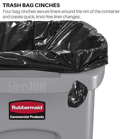 Rubbermaid Commercial Products Slim Jim Trash/Garbage Can with Venting Channels, 23-Gallon, Brown, for Kitchen/Office/Workspace, Pack of 4