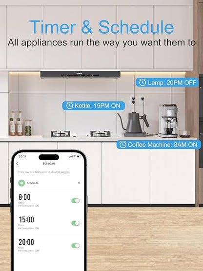 EIGHTREE Smart Plug 15A, Smart Plugs that Compatible with Alexa & Google Home & SmartThings, No Hub Required, WiFi Outlet with Remote Control, Timer & Schedule, 2.4GHz WiFi Only, 4 Packs