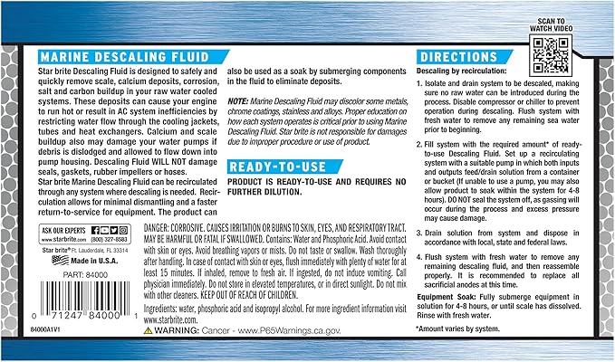 STAR BRITE Marine Descaling Fluid - Powerful, Ready-to-Use Engine Cleaner for Marine Deposits - 1 Gallon (084000)