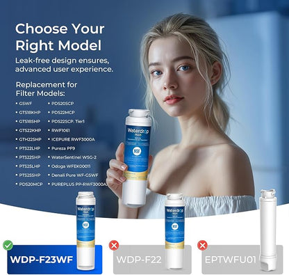 Waterdrop Plus GSWF Refrigerator Water Filter Replacement for GE® GSWF | Replacement for GE® GSWF Smart Water 238C2334P001, Kenmore® 46-9914, 9914,Certified NSF 401&53 Reduce lead and PFAS