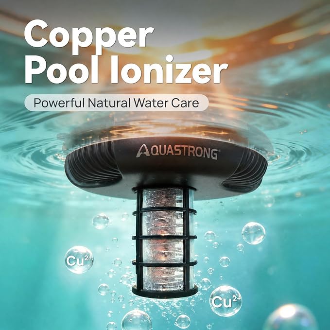 AQUASTRONG Solar Powered Pool Maintenance System with 19.9 oz Copper Anode, High-Efficiency Solar Panel for Above & Inground Swimming Pools up to 50,000 Gal, Compatible with All Pool Types