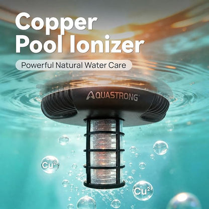 AQUASTRONG Solar Powered Pool Maintenance System with 19.9 oz Copper Anode, High-Efficiency Solar Panel for Above & Inground Swimming Pools up to 50,000 Gal, Compatible with All Pool Types