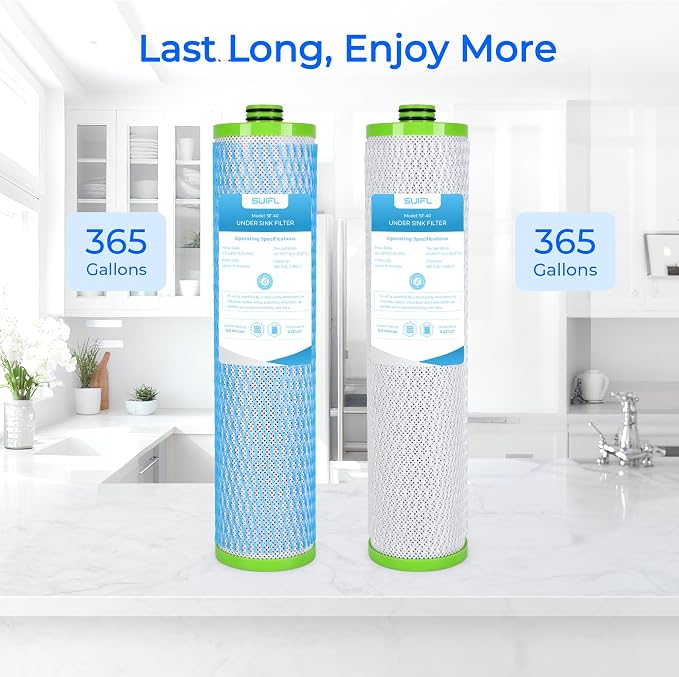 AO-US-RO-4000 Replacement Filters Stage 2, Compatible with A. O. Smith Carbon & Claryum AO-4000-CARBON Filter Replacements - Not Compatible with SmartFlow Systems, 1 Set