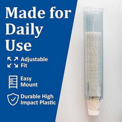 San Jamar Small Pull-Type Cup Dispenser Fits 3-4.5 Oz Cone Cups, 3-5 Oz Flat Cups with Flip Caps for Restaurants, Dining Halls, and Fast Food, Plastic, 16 Inches, Blue