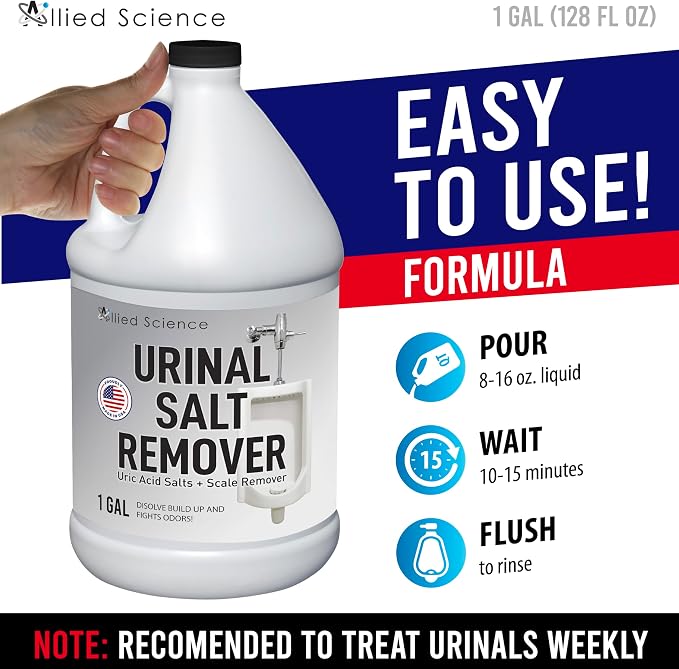 Allied Science Urinal Salt Remover - Uric Acid Salts Scale Remover Unclogs Urinals and Removes Uric Acid Odors - 8 Gallons