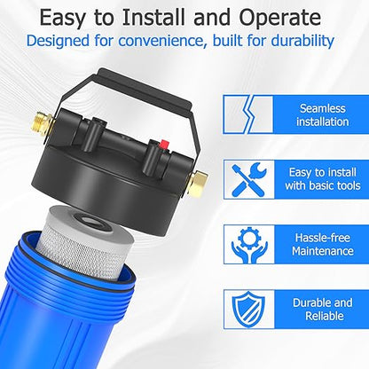 HHB10 RV Water Filter System with 0.2 Micron 2-in-1 Composite Filter, Removes Sediments, Chlorine, VOCs, Heavy Metals, Bad Taste & Odor, Ideal for RVs, Campers, Travel Trailers and Boats