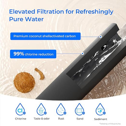 Waterdrop TK-AE Gravity Water Filter System, with 3 Black Carbon Filters | 9000 Gallon Longer Lifespan and 150% Faster Flow for Home, Travel, Emergencies, 2.25G