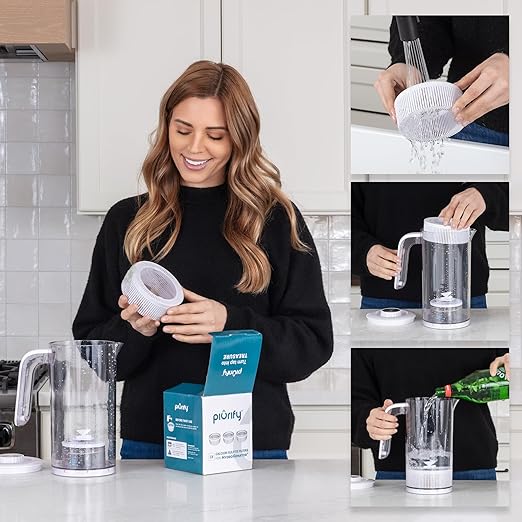 PIURIFY 3-Pack Calcium-Sulfite Filters for Water Hydrogen Pitcher, Removes Chlorine from Drinking Water, Replacement Fitlers for Hydrogen Water Machine, BPA-Free Material
