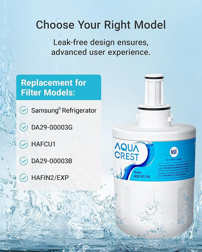 AQUA CREST DA29-00003G Refrigerator Water Filter, Replacement for Samsung® DA29-00003G, DA29-00003B, DA29-00003A, Aqua-Pure Plus, HAFCU1, RFG237AARS, FMS-1, RS22HDHPNSR, RSG257AARS, WSS-1 (1 Pack)