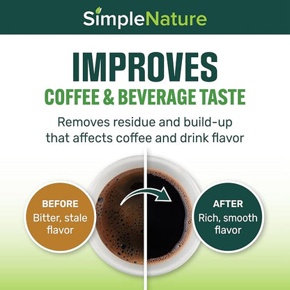 SimpleNature Coffee Descaler (32 fl oz) - Plant-Based Formula Removes Limescale & Buildup from Espresso, Drip, Pod & Single-Serve Machines | Improves Performance & Brew Quality
