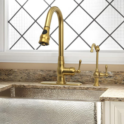 Akicon Brass Body Kitchen Faucet - 100% Drinking Water, Fits Most RO Units or Filtration Systems, Non-Air Gap, Cold Water Only (Brushed Gold)