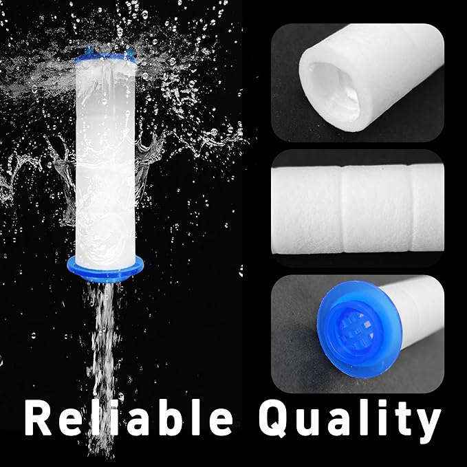 12Pcs 2.6” Shower Head Filter Cartridge, PP Cotton Replacement Filters for High Pressure Handheld Turbo Fan, Vortex Hydro Jet Shower Head, Improves Water Quality, Easy Install