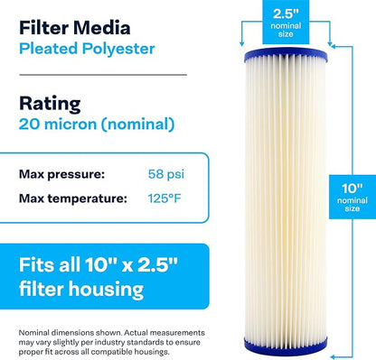 SpiroPure 10x2.5 20 Micron Sediment Water Filter S1 155001-43 S1A (24 Pack)