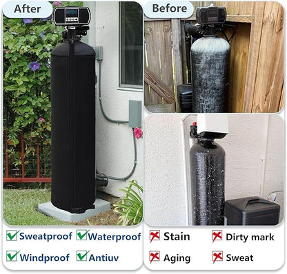 12x52 Inch Water Softener Tank Jacket - Insulated 3.5mm Neoprene Slip Sleeve to Prevent Sweating, Heavy-Duty Outdoor Water Softener Cover, Black