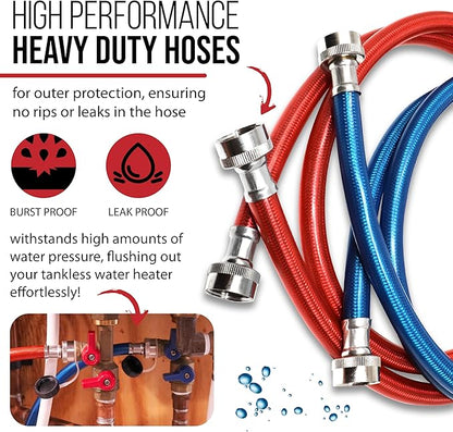 Safetech Tankless Water Heater Flushing Kit with Screw-Top Lid, Premium Hoses, 1/6 HP Utility Pump, and Pump Grate - Just Add Vinegar