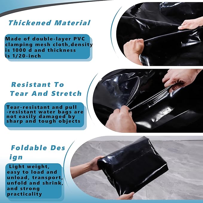 GHOSOONE 240 L/63 Gal Water Bladder Tank, Foldable Portable Water Storage Container, Emergency Water Bag for RV, Truck Bed, Fire Prevention, Drought Resistance, Black